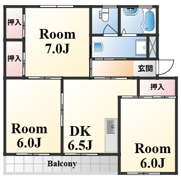 神戸市東灘区渦森台２丁目の賃貸マンションの間取り