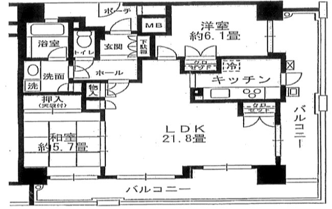 神戸市中央区中山手通３丁目の賃貸マンションの間取り