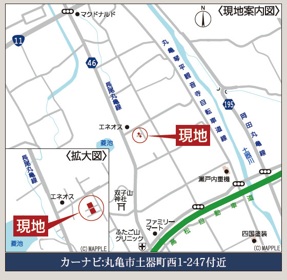 丸亀市土器町西１丁目の新築一戸建の地図