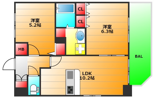 プレサンス難波ヴィータの間取り