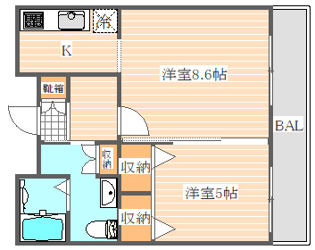 リアンシエルブルー東比恵の間取り|使いやすい間取りです。