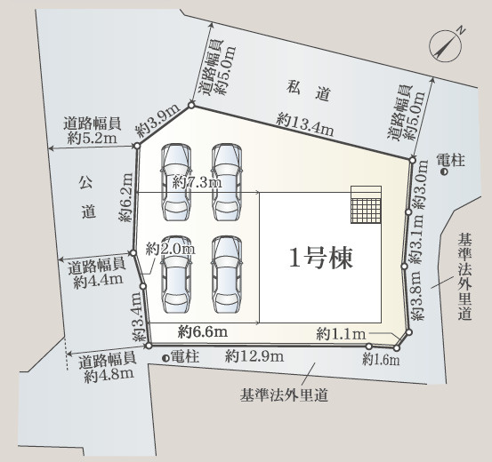 丸亀市土器町東４丁目の新築一戸建の区画図