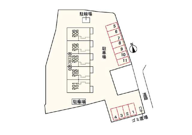 大和郡山市額田部北町のアパートの駐車場