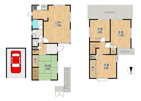 枚方市 藤阪元町　中古 一戸建ての間取り
