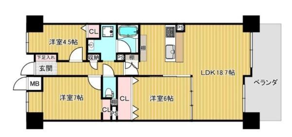 オークヒルズ香里 五番館　中古 マンションの間取り
