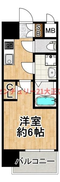 大阪市港区田中２丁目の賃貸マンションの間取り