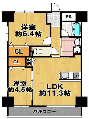 ドミール丸好の間取り|★広々2ＬＤＫ★