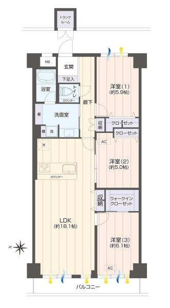 ライオンズマンション登戸第２の間取り