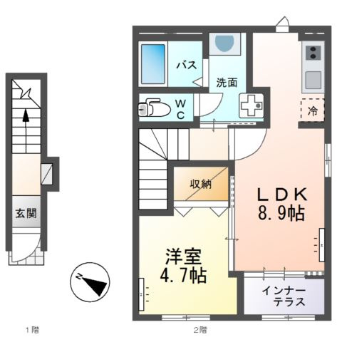 （仮）ひたちなか市高場新築アパートの間取り