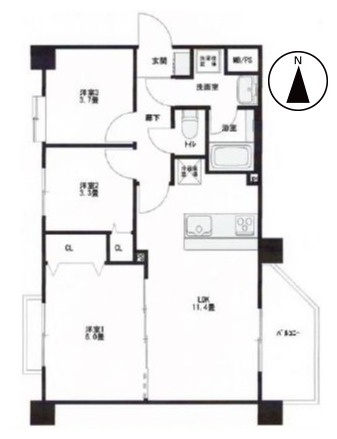 セザール第2北千住の間取り|新規リノベーション施工が完了いたしましたのでいつでも内覧が可能です