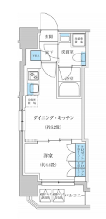 レジディア蒲田プレイスの間取り|1DK角部屋