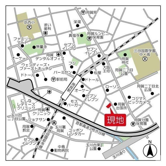 【地図】ウェルスクエア用賀