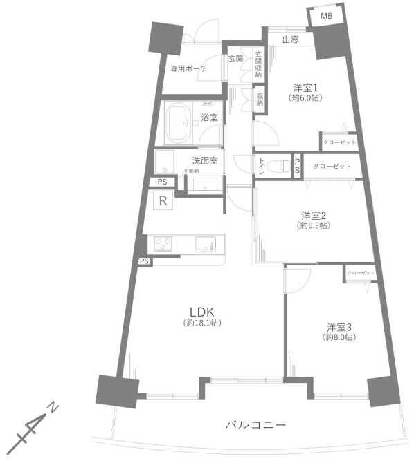 ダイアパレスUアリーナ　イーストウイング　中古マンション　9階の間取り