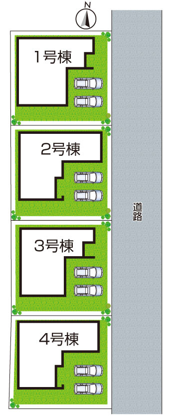 姫路市勝原区宮田　新築一戸建ての区画図|全4区画