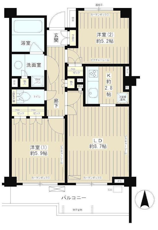 世田谷区成城７丁目の賃貸マンションの間取り