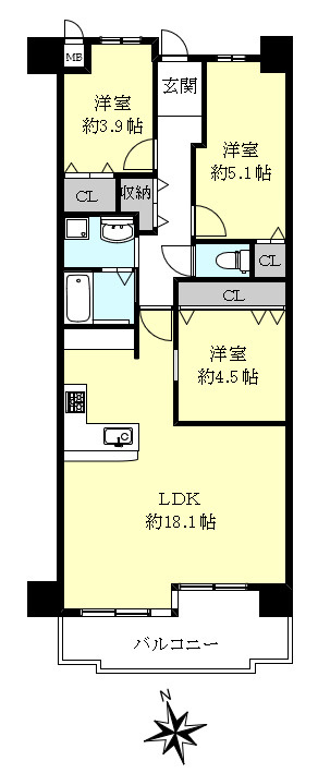 サンヴェール須磨妙法寺の間取り
