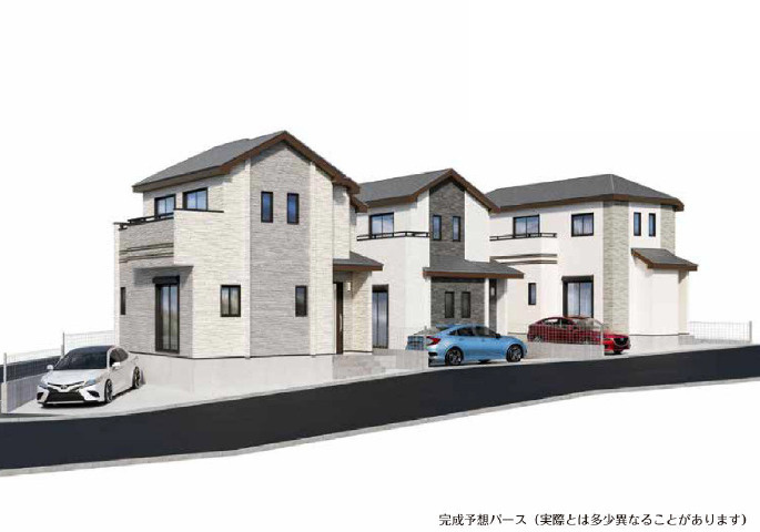 横浜市青葉区大場町　　新築戸建 の外観パース
