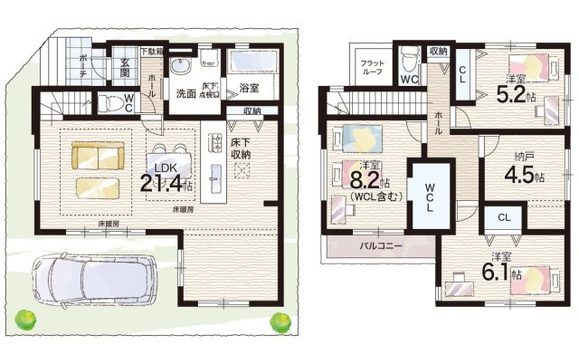 尼崎市西立花町　第2期　新築一戸建ての間取り|1号地