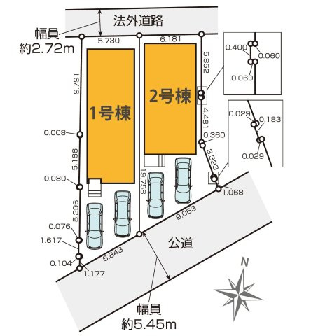 国分寺市東元町１丁目　中央線　国分寺町　新築戸建の区画図