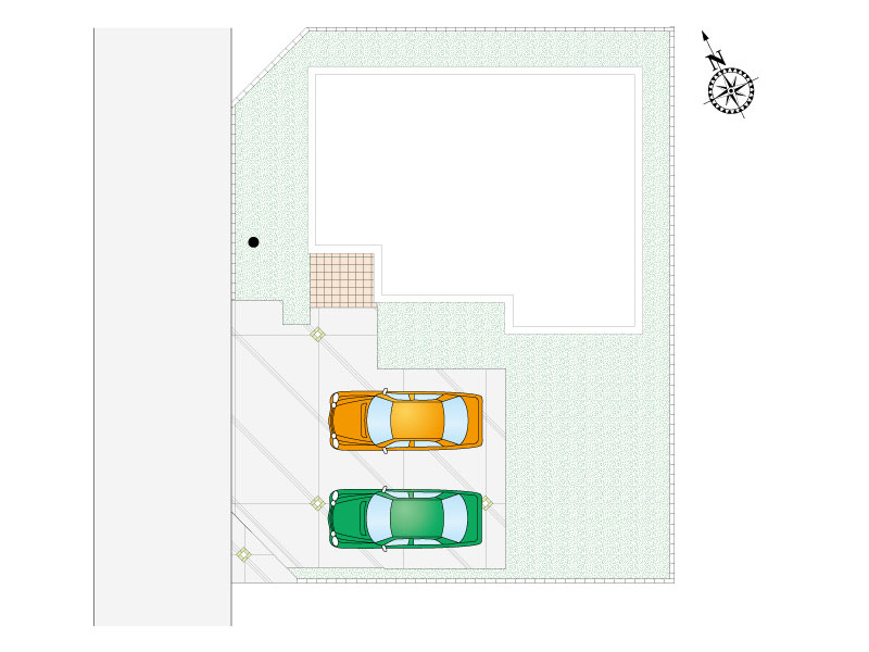 行田市桜町2丁目７区画　６号棟　配置図　車２台駐車可能　※敷地内に電柱あり