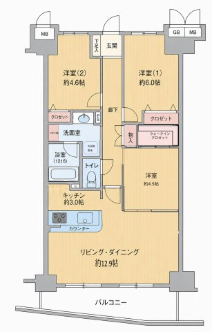グランドメゾン神戸本山の間取り|フルリノベです