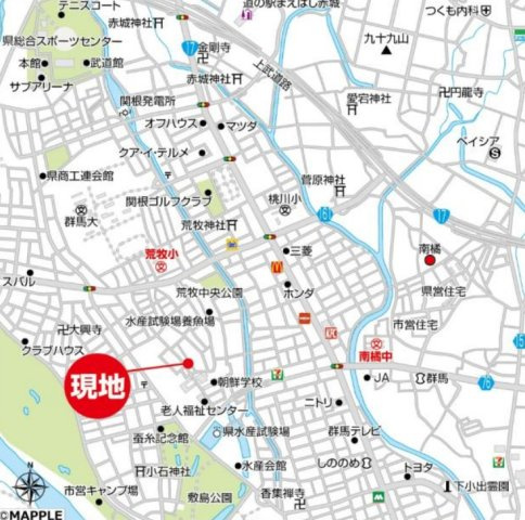 【中古】前橋市荒牧町　２LDK の地図