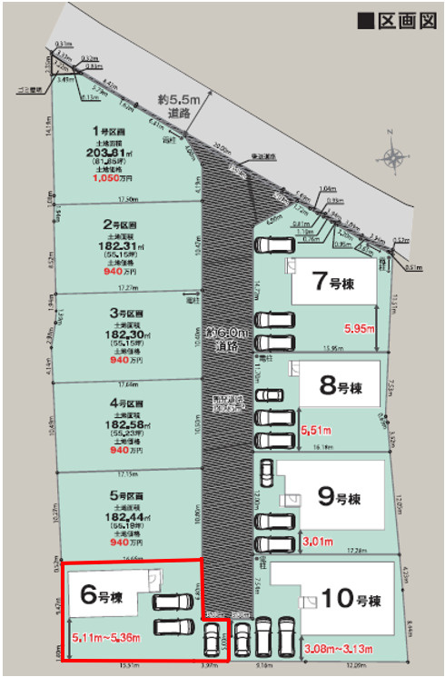 玉村町板井01期（全5棟）6号棟の区画図