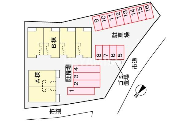ヒルズ1．愛シティBの区画図