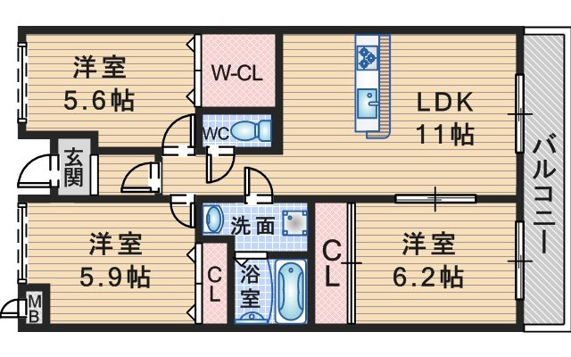 グランディ東豊中の間取り