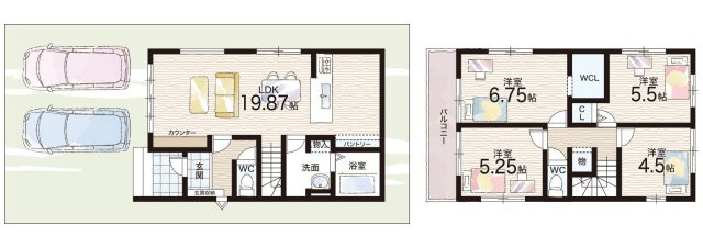 ■高槻市真上町　第1期　新築一戸建ての間取り|1号地