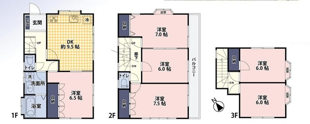 鶴ヶ島市鶴ヶ丘　中古売戸建の間取り