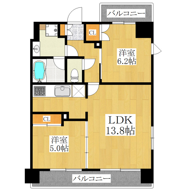 フュージョナル王子ＨＹ‘ｓの間取り|２ＬＤＫタイプの間取です