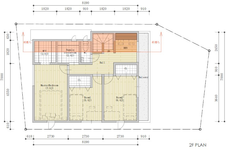 西岡本4丁目 売土地の土地図＋建物プラン例|参考プラン2F