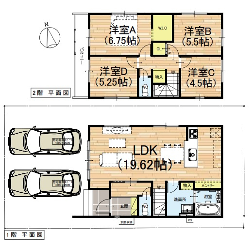高槻市真上町　第1期　新築一戸建ての間取り|2号地