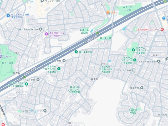 高槻市真上町　第1期　新築一戸建ての地図