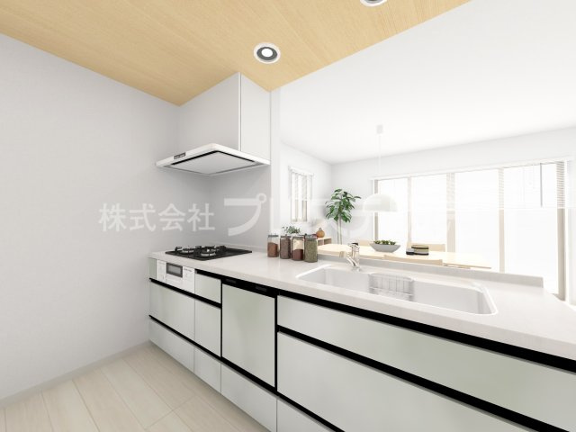 奈良市三松ヶ丘の新築一戸建のキッチン|キッチン完成イメージ／人気の対面キッチン♪食器洗い乾燥機＆浄水器を標準装備！