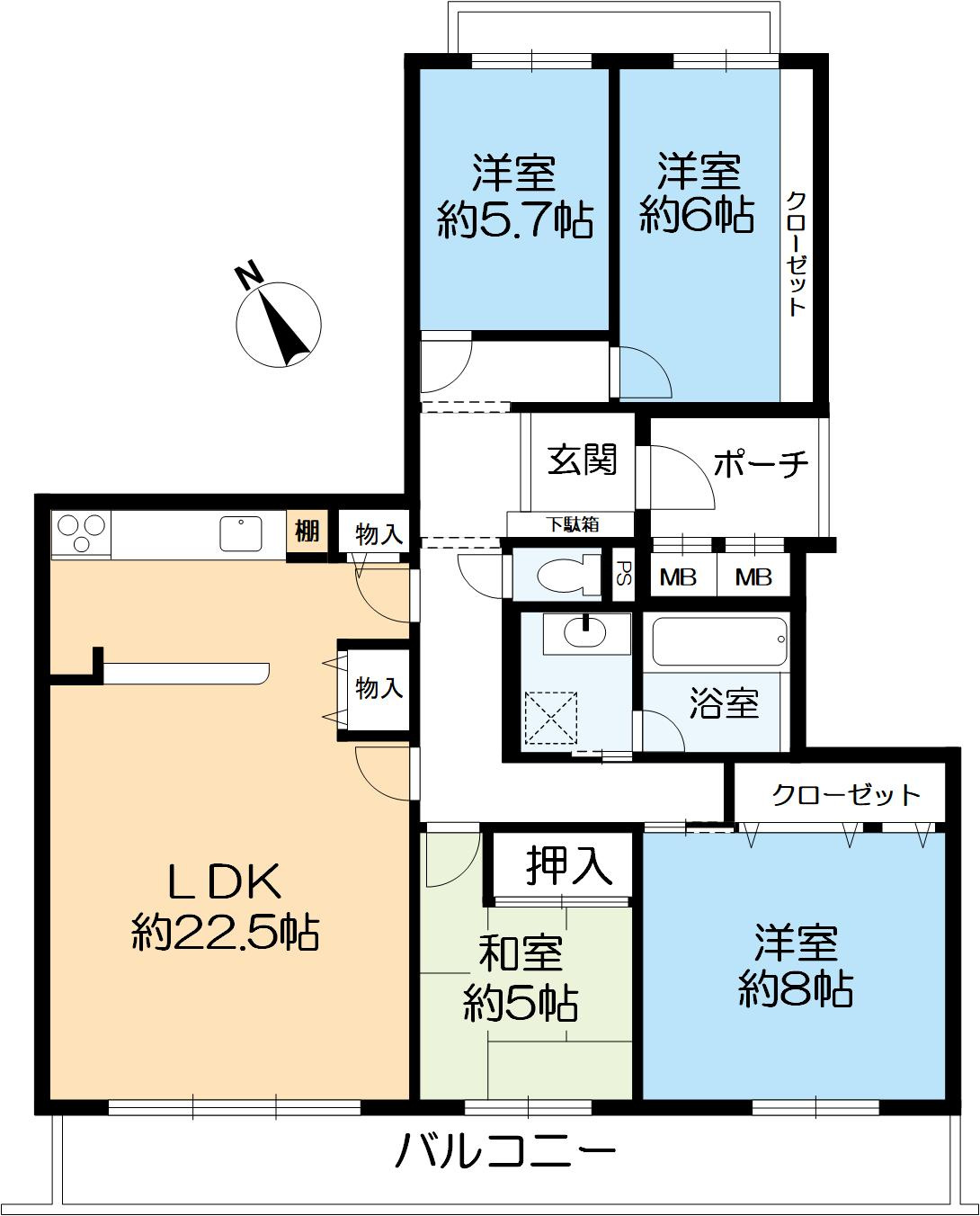 芦屋山手町ハウスの間取り