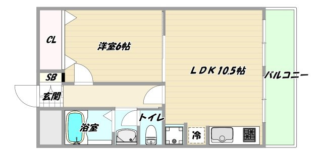 大阪市東淀川区東中島４丁目の賃貸マンションの間取り