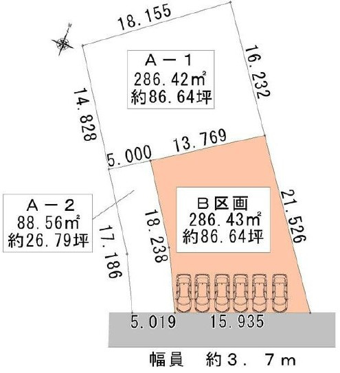 ６７４３４　羽島市上中町長間分譲地の区画図