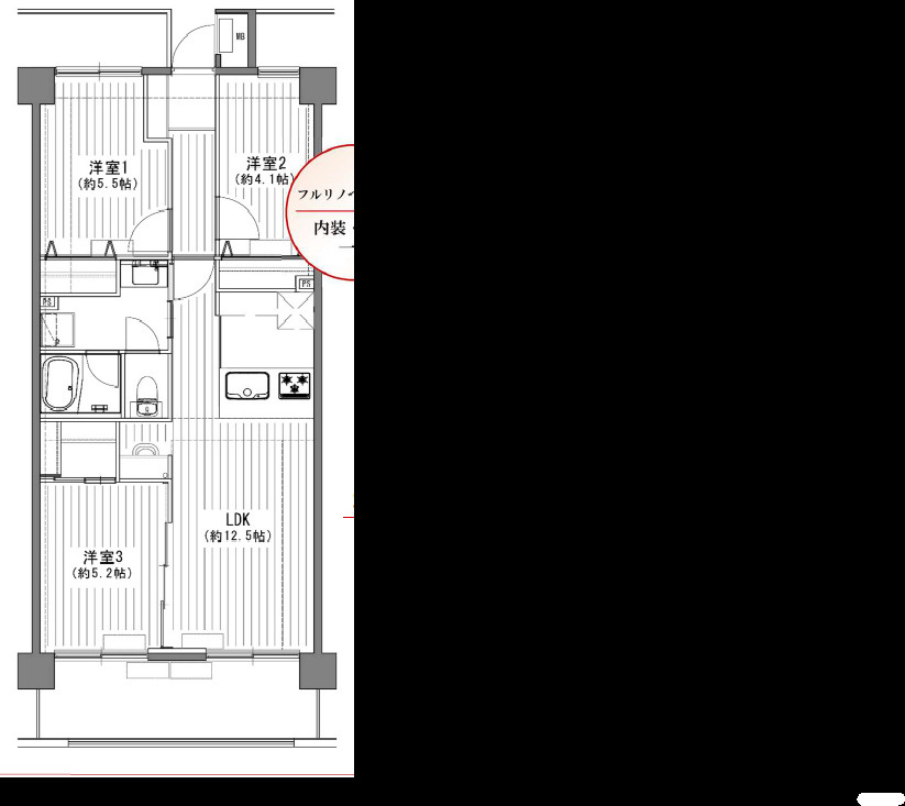 ストークマンション上尾浅間台の間取り|【3LDK＋WIC付き：62.10㎡】エアコン2台新設ですぐに快適な生活を始められる！ワーキングスペース付きで在宅ワークや作業が捗る自分だけのスペースは嬉しい秘密基地！南東向きで陽当たり良好！
