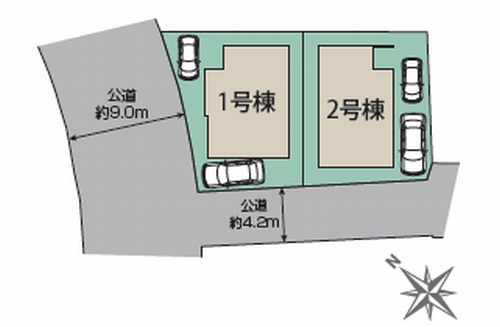 【仲介手数料０円】茅ヶ崎市松風台　新築一戸建て　全2棟の区画図|茅ヶ崎市松風台　新築一戸建て　全2棟