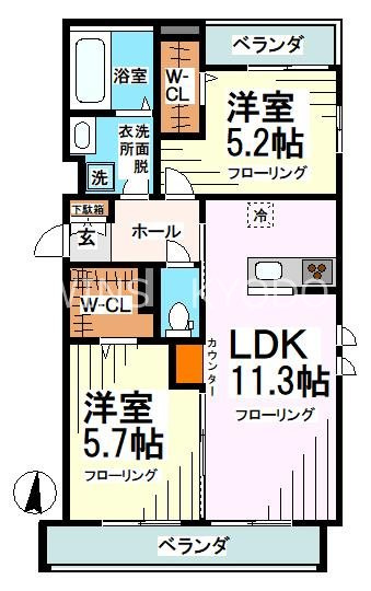 世田谷区桜丘３丁目のアパートの間取り