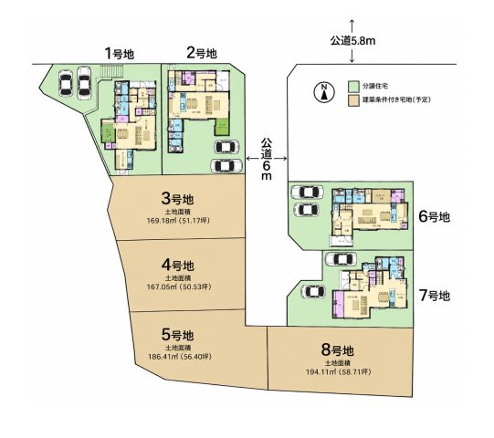 小郡市小郡第1-8棟（1号棟）の区画図|配置図（1号棟）