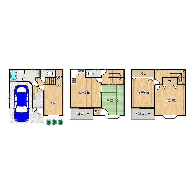 東大阪市角田3丁目　中古戸建の間取り