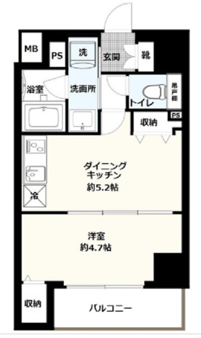 ハーモニーレジデンス東京羽田スカイブリッジの間取り|1DKバストイレ別独立洗面台！