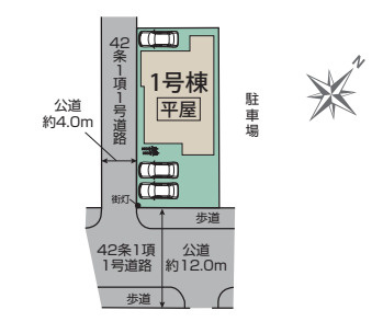 上尾市中妻5丁目　新築一戸建て　ブルーミングガーデン　01の区画図|1号棟