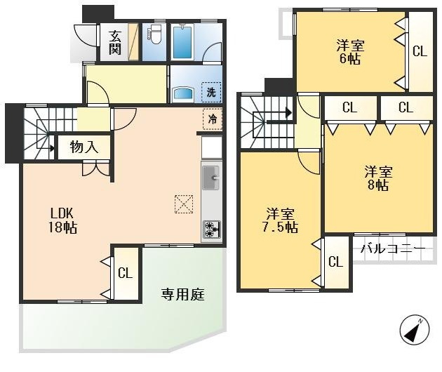 公社山田西A団地A２棟の間取り