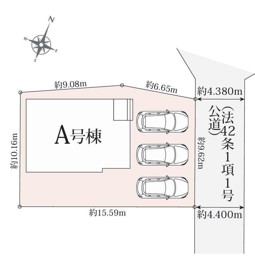 新築戸建　富士市宮島924番　全1棟A号棟の区画図|並列駐車3台可能です