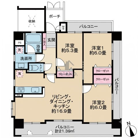  アンピール六本松　草ヶ江小学校区の間取り|アンピール六本松