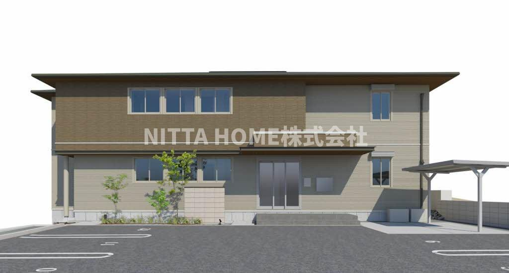 福知山市字篠尾のアパートの外観|【完成イメージ】エアコン全室装備★インターネット無料◎オートロック付きで宅配ＢＯＸや外部物置付き◇